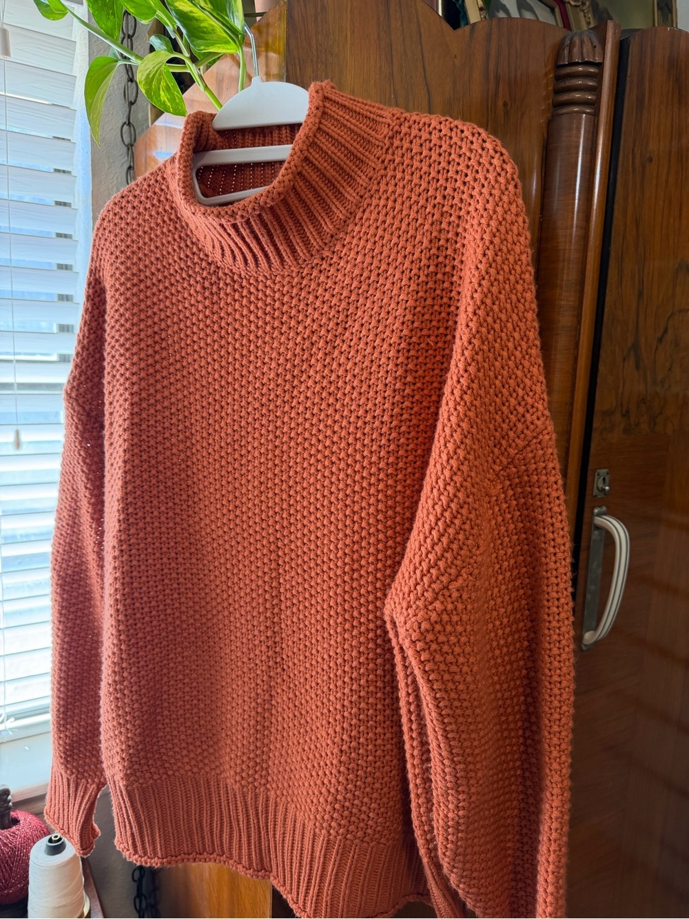 Rust Terracotta Chunky Knit Mock Neck Sweater | Cozy Oversized Fall Pullover